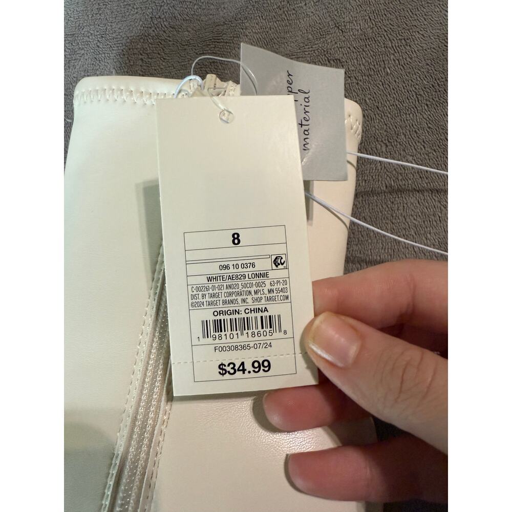 NWT A New Day Women's Stretch Kitten Heel Ankle Boots White Size 8 Spring - Picture 7 of 7